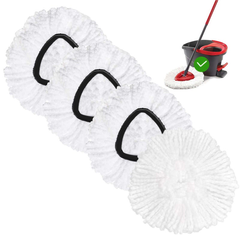 FOOKCIAN 4 Pack Spin Mop Replacement Head Mop Refill Compatible with Oceda Triangle Swivel Mops Microfiber Swivel Mop RefillDeep CleanMachine Washable and Easy to Replace
