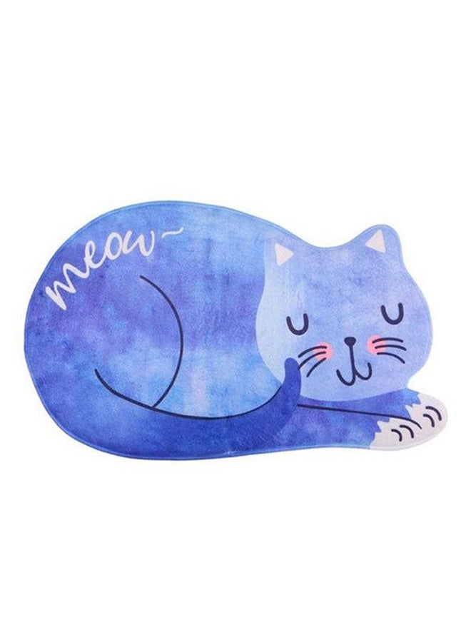 Cat Designed Doormat Blue/White 60x40cm