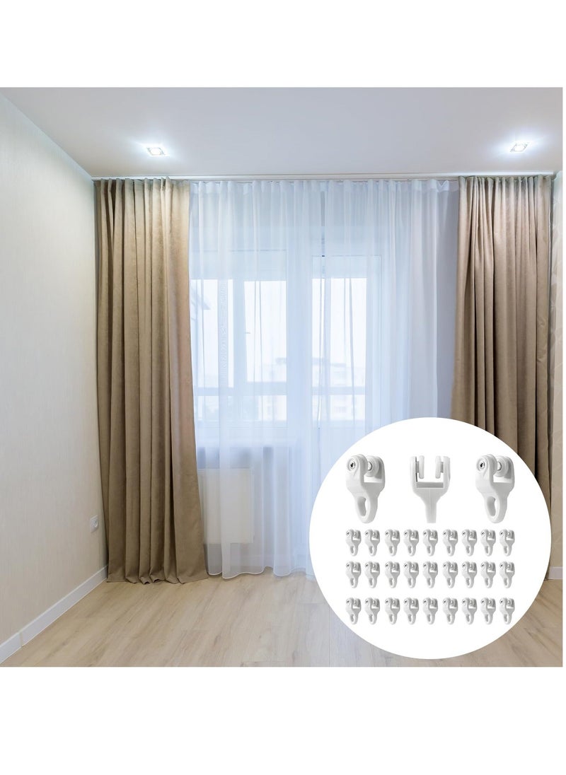 Ceiling Curtain Track, 50 Pcs Ceiling Curtain Track Gliders - Flexible Rollers for RV, Shower, Hospital, and Window Curtain Tracks