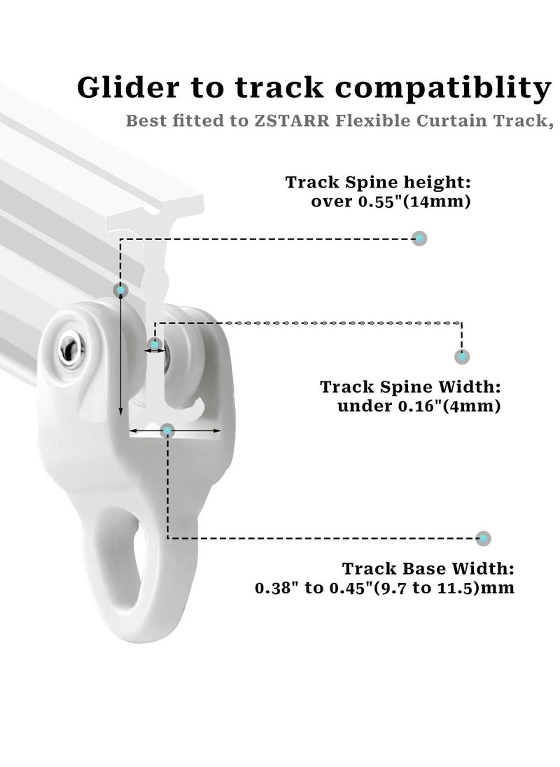 Ceiling Curtain Track, 50 Pcs Ceiling Curtain Track Gliders - Flexible Rollers for RV, Shower, Hospital, and Window Curtain Tracks