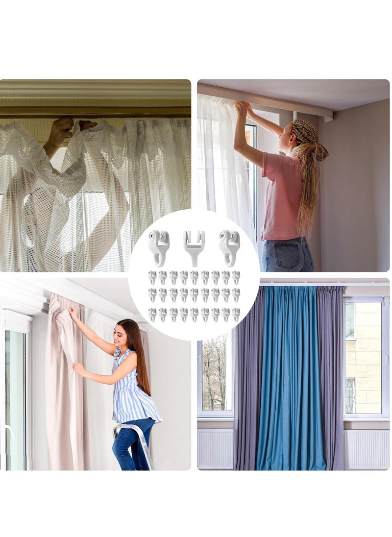 Ceiling Curtain Track, 50 Pcs Ceiling Curtain Track Gliders - Flexible Rollers for RV, Shower, Hospital, and Window Curtain Tracks