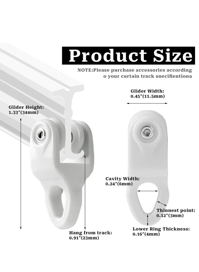 Ceiling Curtain Track, 50 Pcs Ceiling Curtain Track Gliders - Flexible Rollers for RV, Shower, Hospital, and Window Curtain Tracks