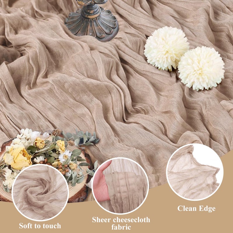 اسيم Asee'm 6pcs Table Table Runner Cheesecloth 10ft عارية Pink Boho Gauze Fabric Rustic Cheer Commit Runners لحفل حفل زفاف الزفاف - Image 3
