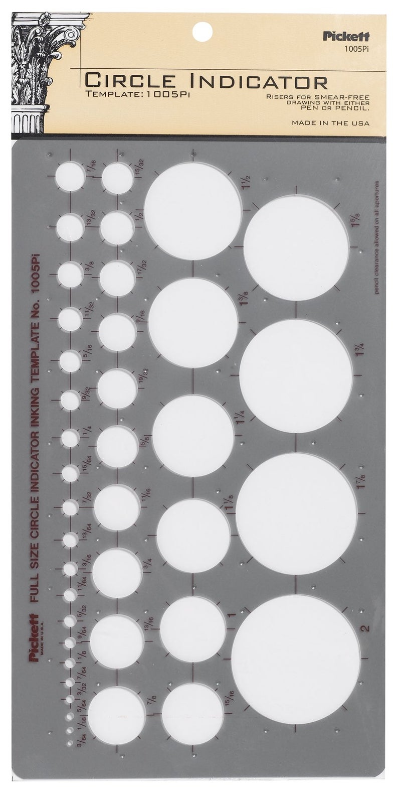 Pickett Circle Indicator Template, Range From 3/64 to 2 Inches in Diameter (1005PI) - Image 3