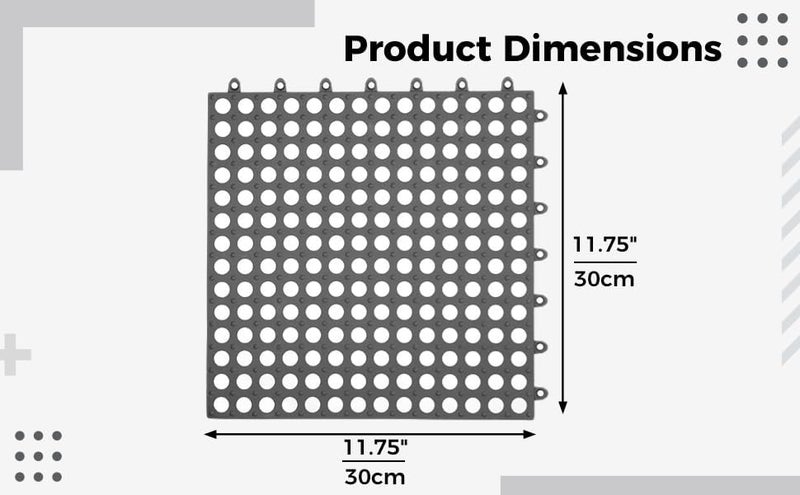 REDMART Interlocking Floor Tiles with Drain Holes Soft PVC Non Slip Shower Floor Mat Modular Interlocking Cushion Mat for Drain, Pool, Patio, Balcony, Kennel, Poultry, Floor Grid (16) - Image 2