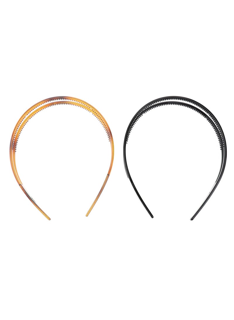 minkissy minkissy 2pcs Toothed Headbands Plastic Hair Band Antislip Hair Hoop Daily Headpiece for Women Girls 
