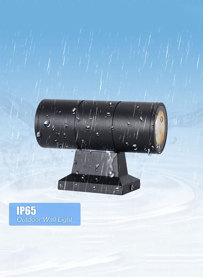ALNAJM Lighting UP Down Wall Light Outdoor IP65 Waterproof Double LED GU10 Fixtures Round Black 2 Pcs With 4 GU10 - Image 2