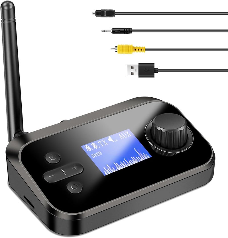 Tobo Bluetooth Receiver and Transmitter, Bluetooth 5.3, Support 2 Headsets Simultaneously, 3.5mm AUX, Optical, Coaxial, TF Card Plug-Play, for TV/PC/Home Stereo/Headset/Speaker/Mp3/Mp4 (C41) - Image 1