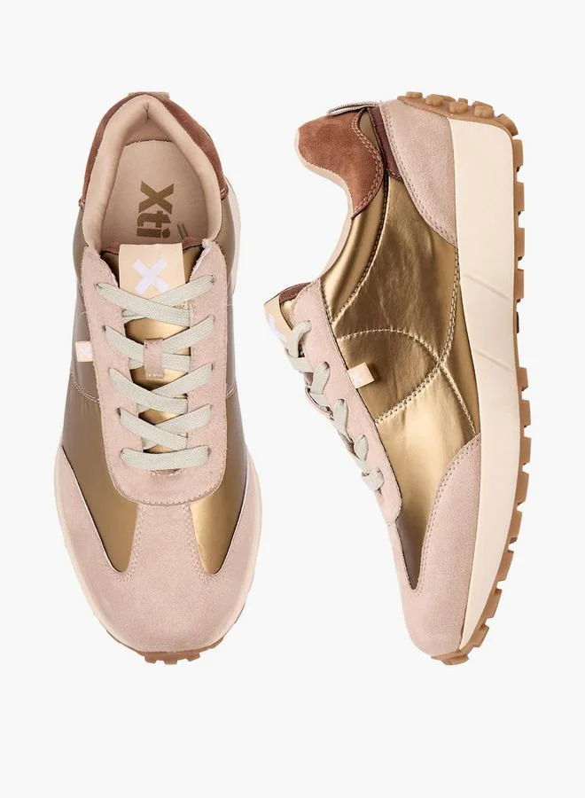 إكستي Women Metallic Lace-Up Ankle Sneakers