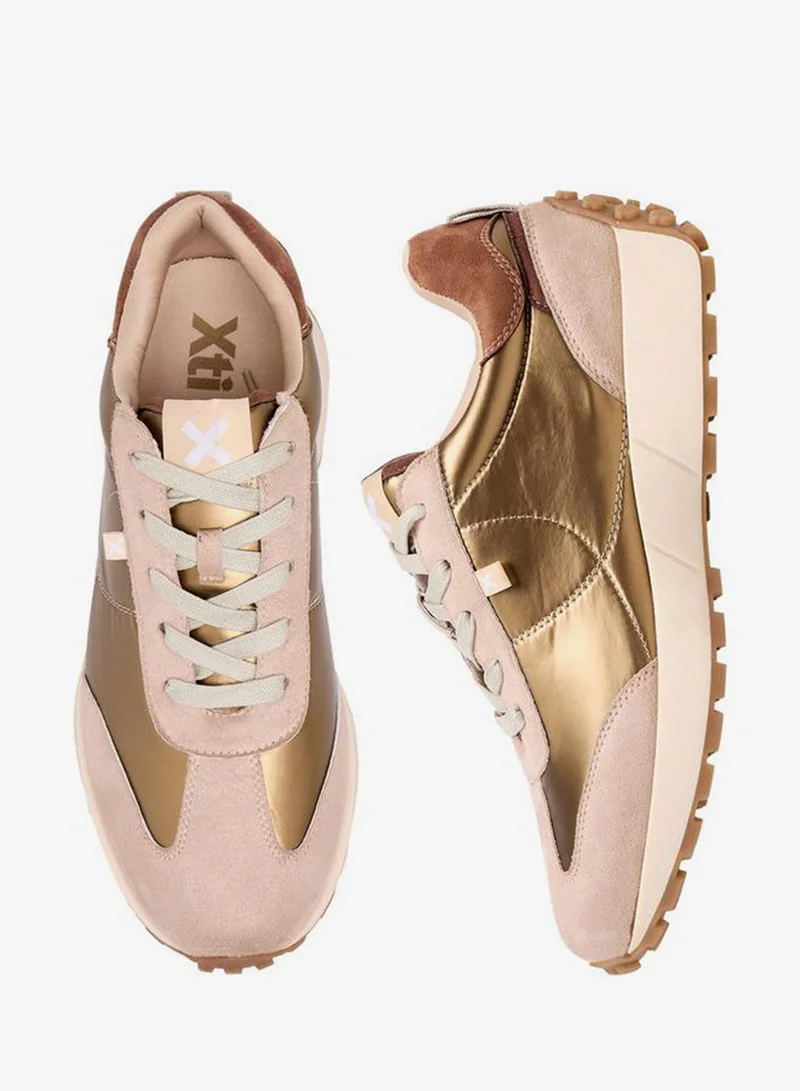 Women Metallic Lace-Up Ankle Sneakers