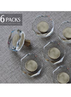 Y&D Knobs for Cabinet, Satin Brass Crystal Gold Cabinet Vintage, Glass and Pulls Dresser Drawer, Kitchen Bathroom 6 Pcs  - Image 5