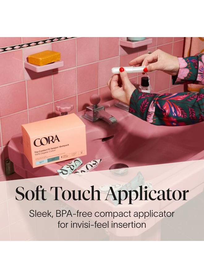 cora Organic Applicator Tampons | Regular Absorbency | 100% Organic Cotton, Unscented, BPA-Free Compact Applicator | Leak Protection | Packaging May Vary | 72 Total - Image 2