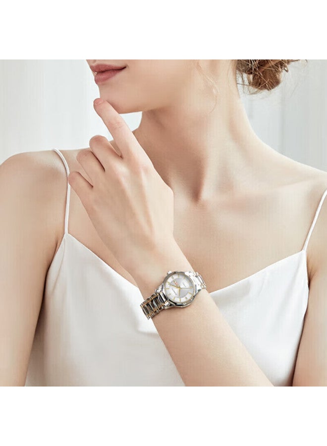 Rossini Women's Mechanical Watch With White Dial And Tungsten Steel Strap, Birthday Gift For Girlfriend, National Watch Business Simple And Elegant 6890 - Image 1