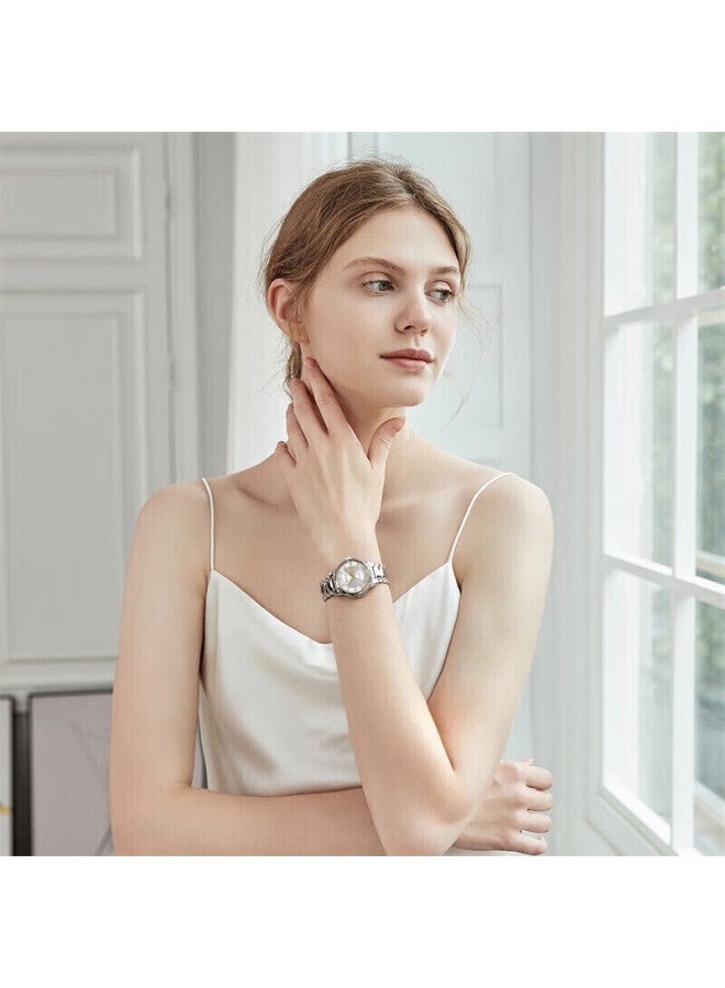 Rossini Women's Mechanical Watch With White Dial And Tungsten Steel Strap, Birthday Gift For Girlfriend, National Watch Business Simple And Elegant 6890 - Image 5