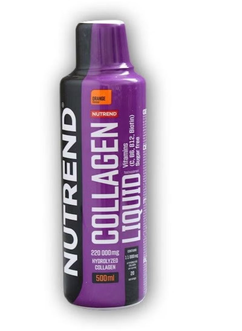 NUTREND كولاجين سائل 500 مل برتقال – كولاجين هيدروكسي سائل + فيتامينات C و B6 و B12 و البيوتين والنحاس، خالي من السكر لدعم البشرة والشعر والمفاصل - Image 1