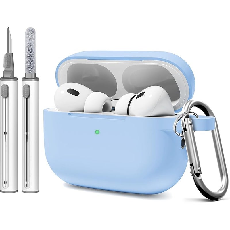 Woyinger WOYINGE for AirPod Pro Case Cover with Cleaner Kit, Soft Silicone Cover for AirPods Pro Case 2nd/1st Comes with Keychain for Women Men,Suitable Cases for Airpods Pro 2nd Generation Case Denim Blue - Image 1