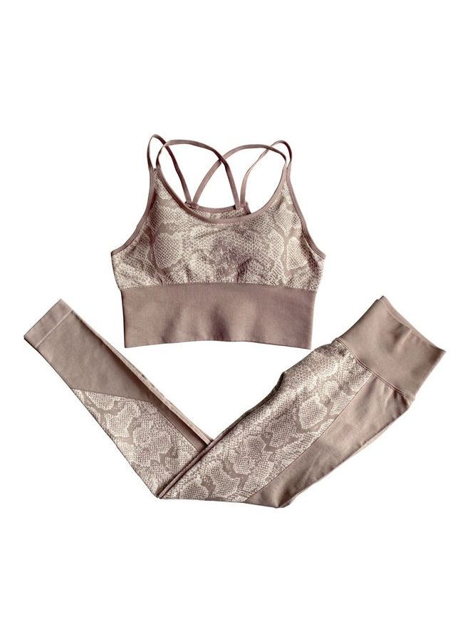 2-Piece Snakeskin Printed Sports Bra And High Waist Legging Set  - Image 1