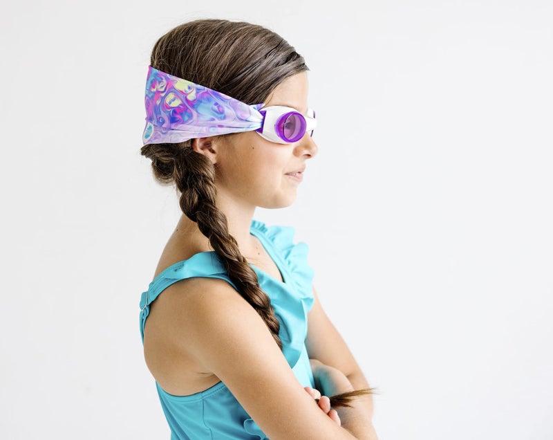 Splash Place KIDS SWIM GOGGLES with Fabric Strap - PASTEL SWIRL | Fun, Fashionable, Comfortable - Tangle-Free, Swimming Goggles for Kids, Comfy Fabric Strap Goggles - Image 5