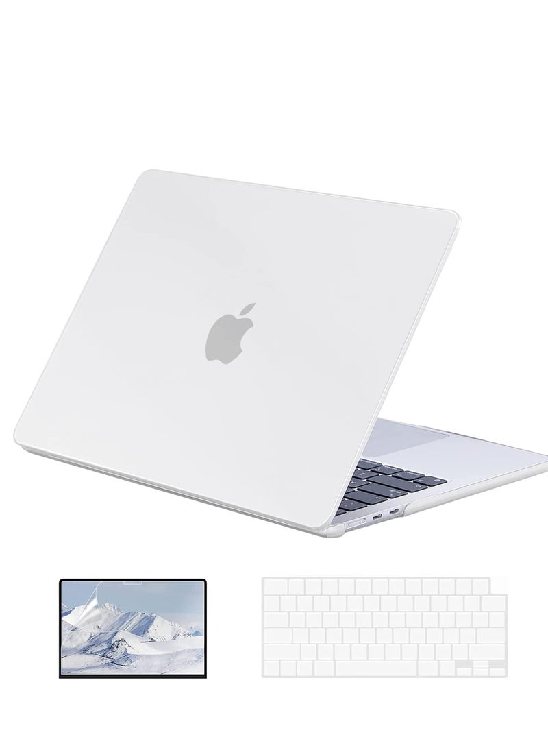 3 in 1 Hard Case Compatible with MacBook Air 13.6 Inch 2022 M2 Chip A2681/2024 M3 Chip A3113/2025 M4 Chip A3240, Plastic Hard Shell Case+ Keyboard Skin+ Screen Protector  for MacBook Air 13 inch,Black - Image 1