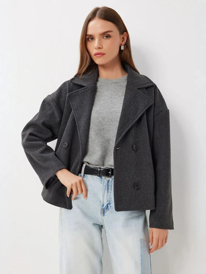 Lovely Istanbul ISTANBUL Textured Double Breasted Overcoat