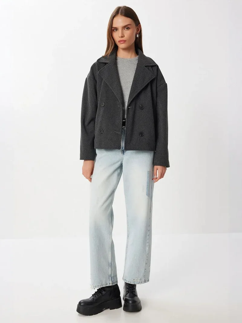 Lovely Istanbul ISTANBUL Textured Double Breasted Overcoat