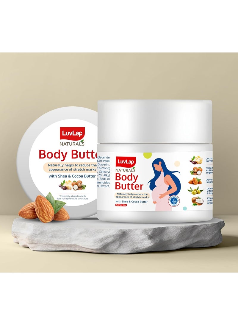 Luvlap Naturals Body Butter for Pregnant Belly, 100g, with Shea & Cocoa Butter, Almond, Olive & Coconut Oil, Gives Relief to Dry & Itchy Skin, Stretch Mark Cream, Dermatologically Tested - Image 1