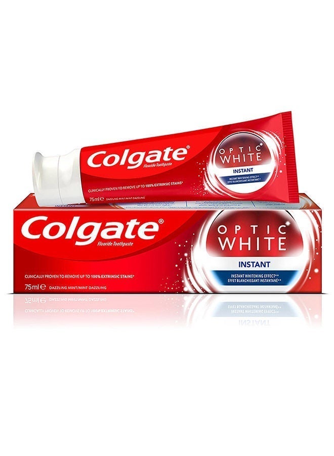 Colgate معجون أسنان تبييض الأسنان الفوري الأبيض البصري، 75 مل