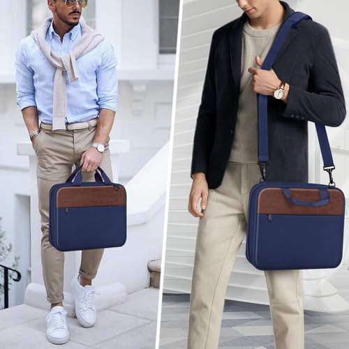 FINPAC Extra Large Bible Cover Carrying Book Case Church Bag Bible Protective with Detachable Shoulder Strap Zippered Pocket Gift for Men Women Navy Brown - Image 3