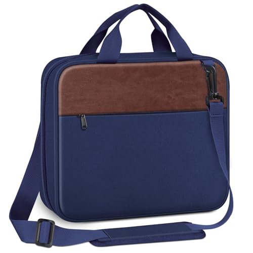 FINPAC Extra Large Bible Cover Carrying Book Case Church Bag Bible Protective with Detachable Shoulder Strap Zippered Pocket Gift for Men Women Navy Brown - Image 1