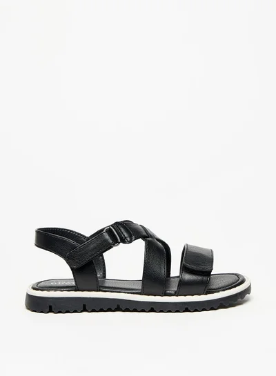 سيد دوتشيني Boys Textured Cross Strap Sandals with Hook and Loop Closure