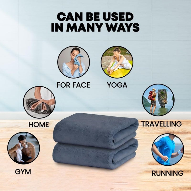 MAXOSHINE Microfiber Hand Towel Lint Free Napkins for Kitchen Wash Basin Gym Quick Dry and Soft Face Towel for Women and Men 40 x 60 cm (Grey-Pack of2) - Image 3