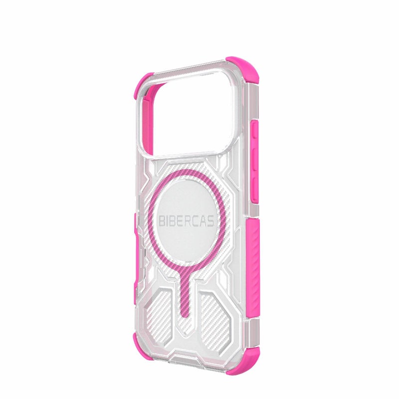 BIBERCAS For Iphone 17 Pro Transparent Color Series Magsafe Air Bag Shockproof Phone Case(Pink) - Image 3