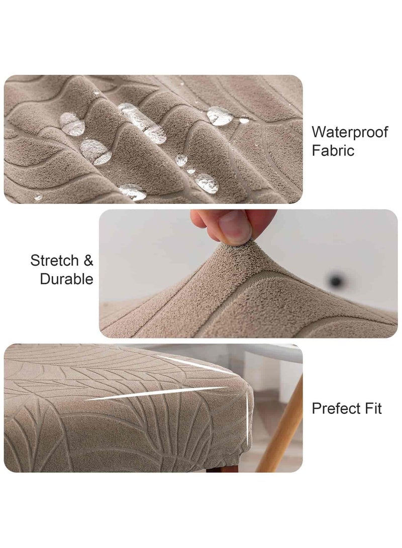 أديلي أغطية كراسي طعام مضادة للماء 6 قطع - أغطية جاكارد قابلة للتمدد للمطاعم والفنادق والمطابخ، قابلة للإزالة والغسل (رمادي غامق) - Image 3