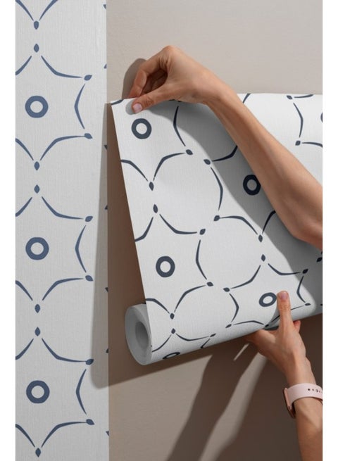 Moroccan Lattice  Fabric Wallpaper Covers An Area ​​Up To 4.2Mx3M With Adhesive  And Smoothing Tool