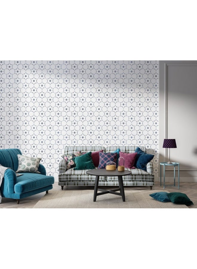 Moroccan Lattice  Fabric Wallpaper Covers An Area ​​Up To 4.2Mx3M With Adhesive  And Smoothing Tool