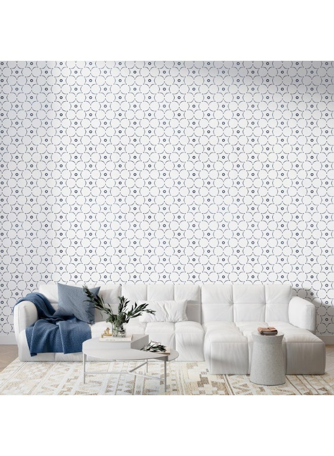 Moroccan Lattice  Fabric Wallpaper Covers An Area ​​Up To 4.2Mx3M With Adhesive  And Smoothing Tool