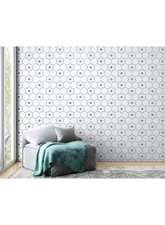 Moroccan Lattice  Fabric Wallpaper Covers An Area ​​Up To 4.2Mx3M With Adhesive  And Smoothing Tool