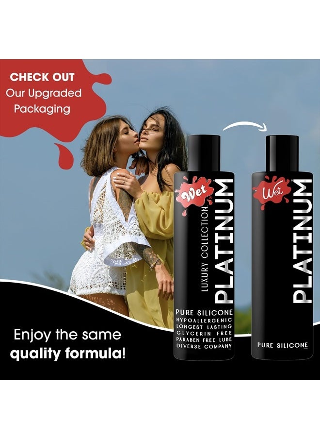 Wet Platinum Silicone-Based Lube for Men, Women & Couples, 3 Fl Oz - Ultra Long-Lasting & Water-Resistant Premium Personal Lubricant - Safe to Use with Latex Condoms - Non-Sticky & Hypoallergenic  - Image 5