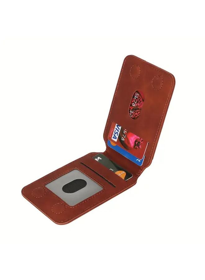 Brown Magnetic Wallet Card Holder For iPhone 16 15 14 13 12 Pro Max Plus - Image 1