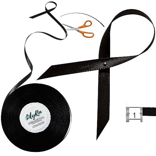 LilyRin Black Ribbon 1/4 Inches 36 Yards Satin Roll Perfect for Scrapbooking, Art, Halloween, Wreath, Corset, Floral, Packing Birthday, Wrapping Christmas Projects Dark - Image 4