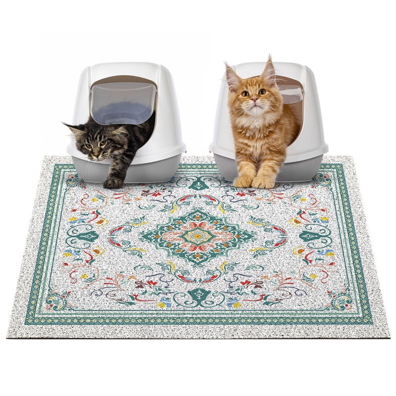 Glittme Cat Litter Mat with NonSlip Bottom Litter Box Mat 33X22 Litter Trapping Mat Easy to Clean Washable Cat Food Mat for KittyL - Image 2