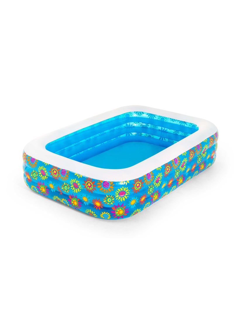 Bestway Inflatable Rectangular Pool Happy Flora 229x152x56cm | Kiddie Pool | Kids Pool | Easy to Set Up | Backyard Pool | Family Pool Perfect for Summer - Image 1
