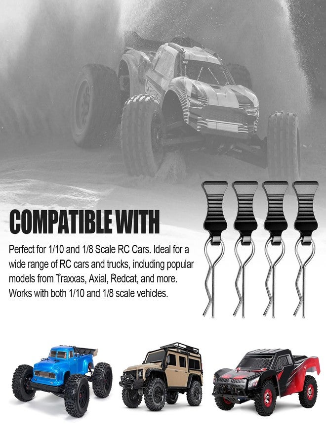 Hobbyfire 4-Pack Universal RC Body Clips with Tabs, Metal Handled Clips for 1/12 1/10 1/8 RC Cars and Trucks, Heavy Duty Body Mounting Clips Shell Replacement (Black) - Image 3