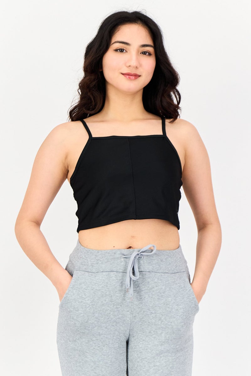 Reebok Women Sportswear Fit Sleeveless Training Cropped Top, Black - Image 1