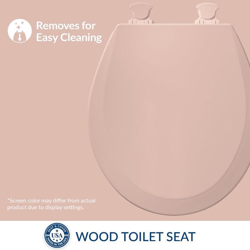Bemis 500EC 063 Toilet Seat with Easy Clean & Change Hinges, 1 Pack Round, Venetian Pink - Image 2