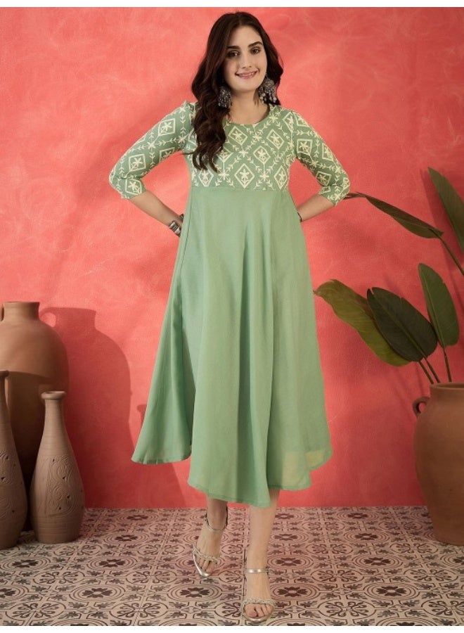 AKS Mint Green Threadwork Emrboidered Anarkali  - Image 2