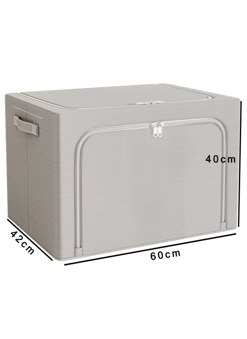 CityRiya-Long Large Storage Bags Clothes Storage Bins 60 * 42cm Foldable Storage Box Clothes Closet Organizers Storage Containers with Metal Frame Wardrobe Organization for Blanket Clothing Bedding (100L)  - Image 4