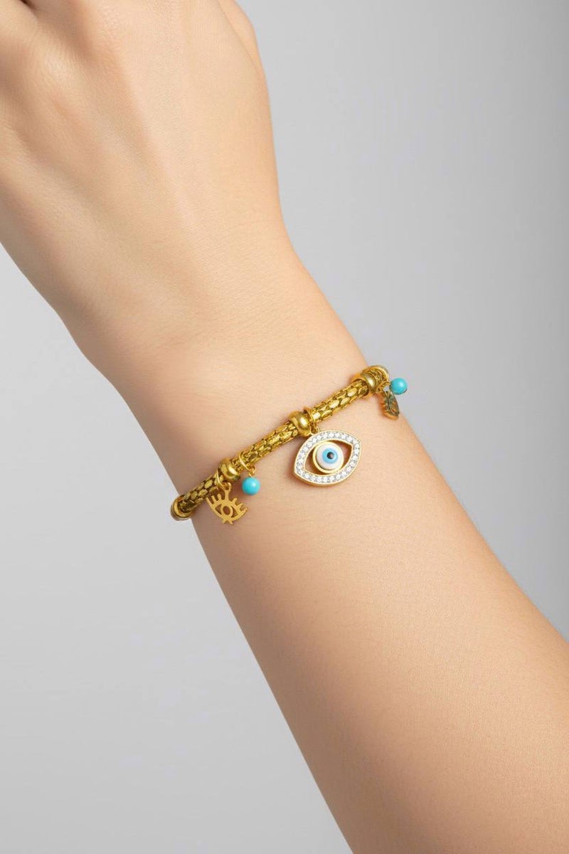 FLUFFY Women’s Bracelet Evil Eye & Turquoise Bead Design - Image 1