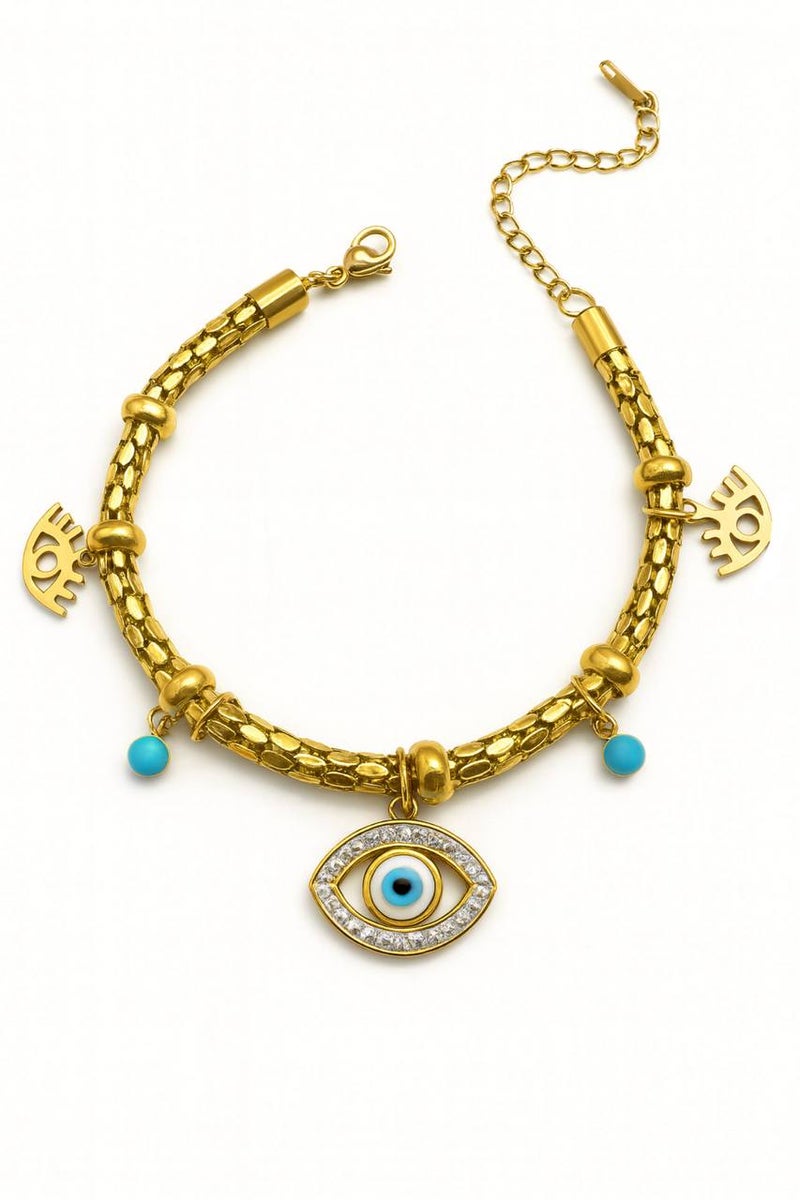 FLUFFY Women’s Bracelet Evil Eye & Turquoise Bead Design - Image 2