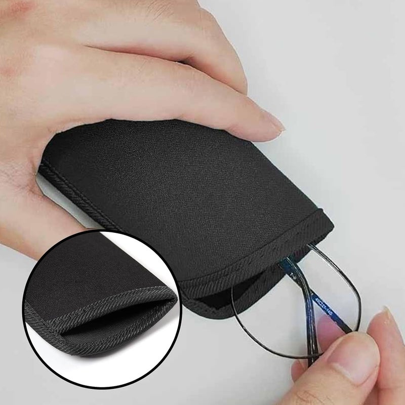 strrng 4 Pcs Slip in Eyeglasses Cases, Black Soft Glasses Cases, Slim Reading Glasses Pouch, Mature Sunglasses Case, Fabric Glass Pouch, for Reading, Travel, Storage, for Men & Women(Black) - Image 4